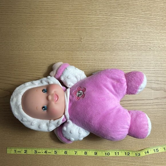 Goldberger Toy Baby's First Doll Minky So Soft Rattle Plush Lovey Pink Soft 14” - Picture 8 of 9